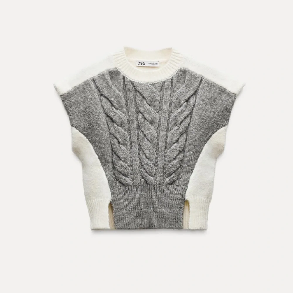 ZARA Two-Tone Knit Cropped Sweater Vest - Picture 5 of 10